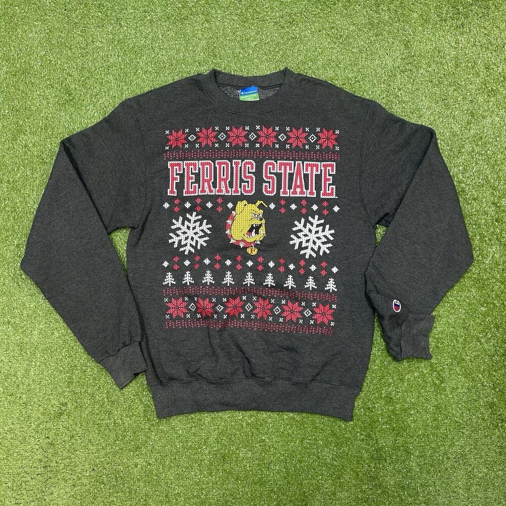 Champion Ferris State Bulldogs Holiday Christmas Crewneck Sweatshirt Size Small